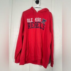 Ole Miss Russell Red Hooded Long Sleeve Sweatshirt Size XL EUC